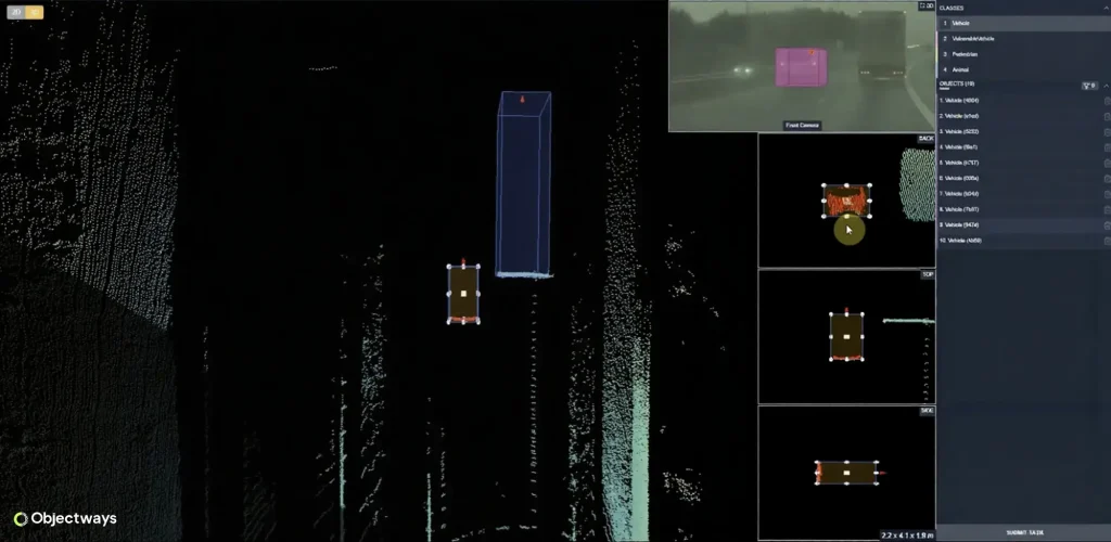 Software interface for annotating 3D point clouds with 3D bounding boxes for machine learning models