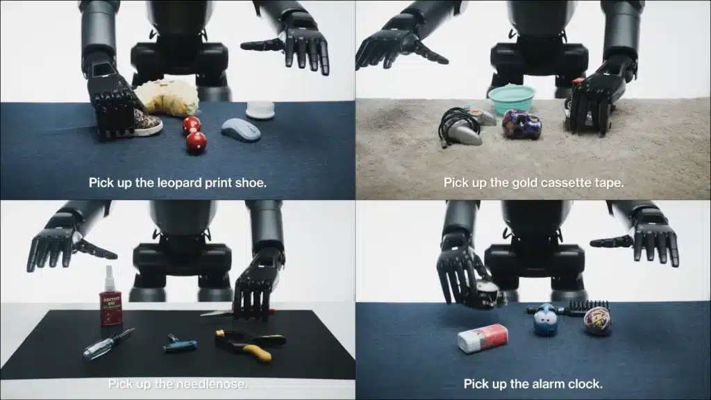 Robotic hand selecting various household objects based on natural language instructions